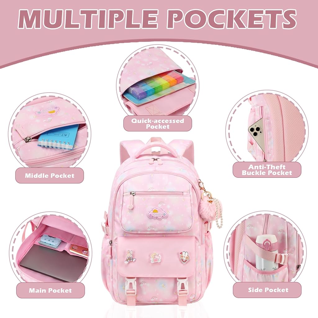 PALAY® School Backpack for Girls Cute Pink Cartoon Print Backpack Schoolgirls Travel Backpack 15.6 inches Waterproof Oxford Cloth Multi Compartment Backpack Birthday Gift Christmas Gift for Girls PALAY® School Backpack for Girls Cute Pink Cartoon Print Backpack Schoolgirls Travel Backpack 15.6 inches Waterproof Oxford Cloth Multi Compartment Backpack Birthday Gift Christmas Gift for Girls